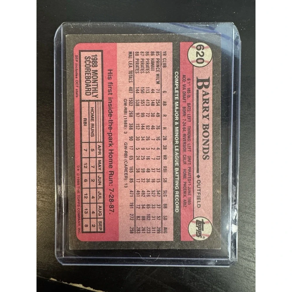 Barry Bonds 1989 Topps Baseball Pittsburgh Pirates #620 🔥